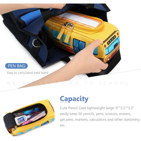 Estojo Escolar Kawaii para Meninos e Meninas, Bolsa de Lápis, Porta Lápis em Formato de Ônibus Escolar Amarelo para Estudantes