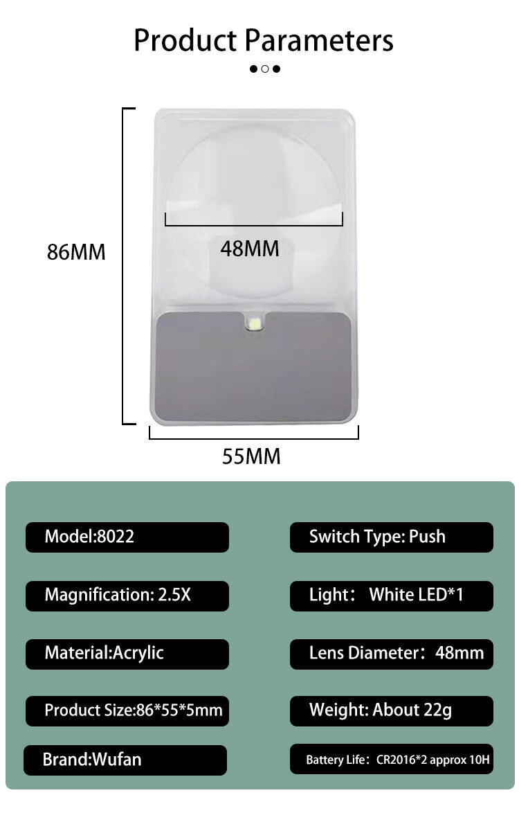 Wholesale Led Lighted 2.5x Pocket Business Credit Card Magnifier 8022 ...