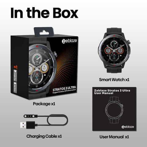 Zeblaze Stratos 3 Ultra 1,43'' AMOLED Display Smartwatch Telefon Eingebautes GPS GNSS Kompass Barometrischer Höhenmesser Anruf Smartwatch