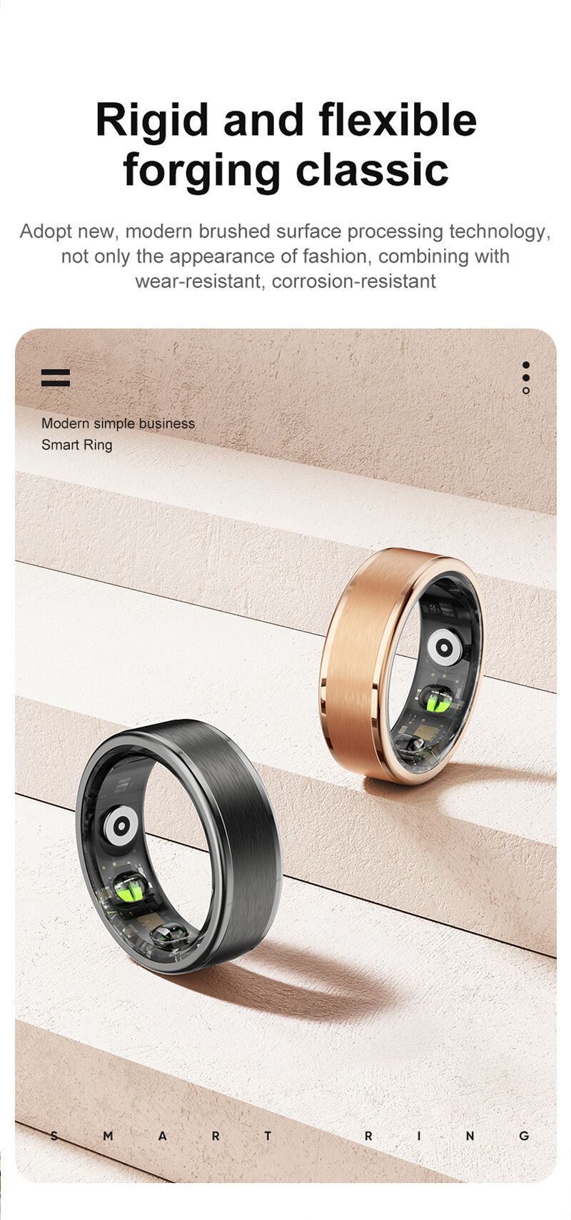 Wholesale R02 Smart Ring Stainless Steel 5 Atm Waterproof Case Heart ...