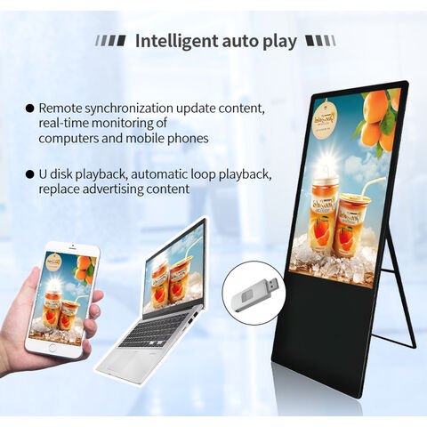 Panneaux d'Affichage Numérique Intérieur 4K pour Menus, Écrans LCD Numériques pour Magasins de Détail, Affichage Numérique Portable pour Restaurants