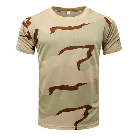 T-shirt camouflage à manches courtes pour hommes, respirant, séchage rapide, vêtements d'entraînement, t-shirt tactique physique d'extérieur
