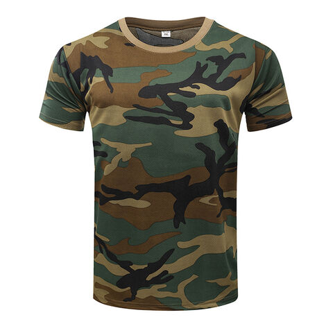 T-shirt camouflage à manches courtes pour hommes, respirant, séchage rapide, vêtements d'entraînement, t-shirt tactique physique d'extérieur