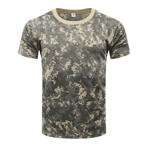 T-shirt camouflage à manches courtes pour hommes, respirant, séchage rapide, vêtements d'entraînement, t-shirt tactique physique d'extérieur