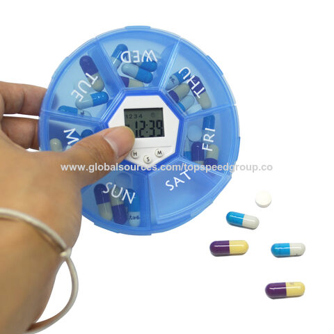 Smarte Tabletten-Erinnerungsbox mit Timer, tragbare Verpackung, Aufbewahrungsbox, elektronischer, intelligenter Medikamentenspender OEM