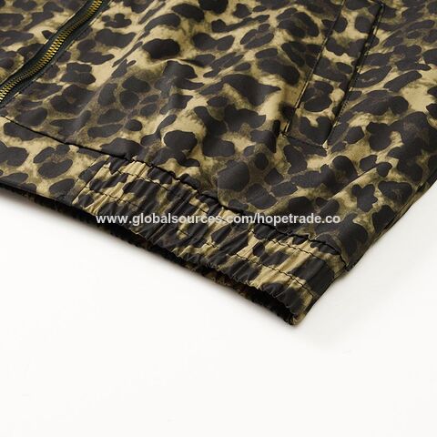 Precio de fábrica al por mayor espalda alta chaquetas casuales los hombres del estampado leopardo diseño la cremallera collar soporte azul desgaste amarillo M-3XL ropa