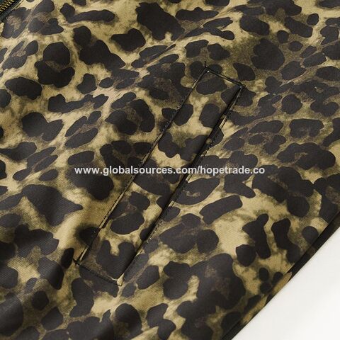Precio de fábrica al por mayor espalda alta chaquetas casuales los hombres del estampado leopardo diseño la cremallera collar soporte azul desgaste amarillo M-3XL ropa