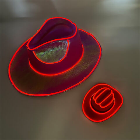 Sombreros de vaquero con lentejuelas y alambre EL intermitente luminoso, sombrero LED de moda brillante iluminado para vida nocturna, estilo urbano unisex listo para raves