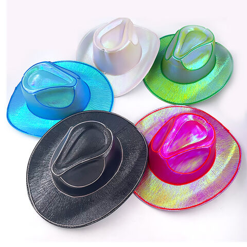 Sombreros de vaquero con lentejuelas y alambre EL intermitente luminoso, sombrero LED de moda brillante iluminado para vida nocturna, estilo urbano unisex listo para raves