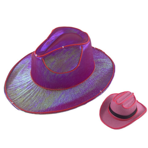 Sombreros de vaquero con lentejuelas y alambre EL intermitente luminoso, sombrero LED de moda brillante iluminado para vida nocturna, estilo urbano unisex listo para raves