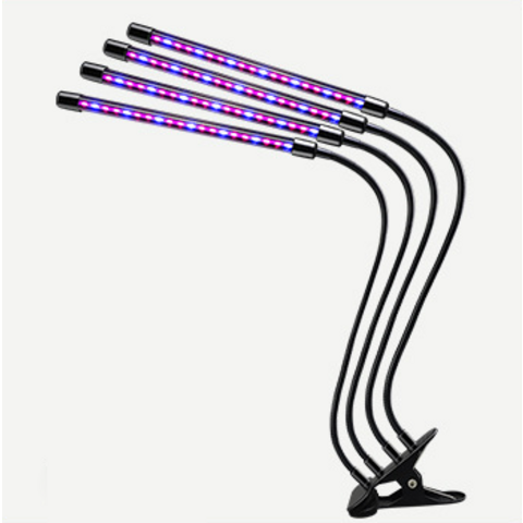 Lámpara LED de Crecimiento para Plantas de Interior con 1/2/3/4 Cabezales, Luces de Siembra Programables con Adaptador AC, 3 Modos