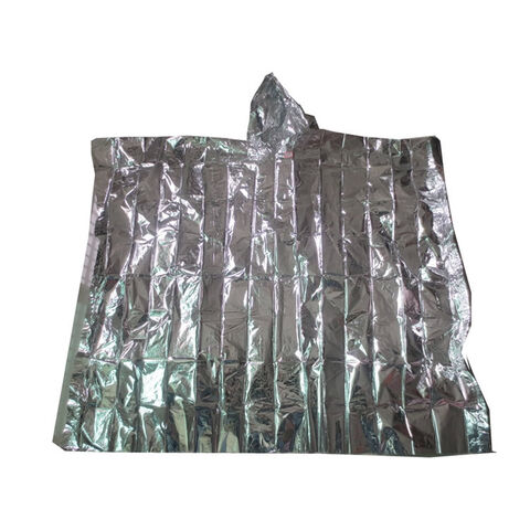 Poncho Térmico de Emergencia de Mylar, Impermeable y Compacto, para Primeros Auxilios, Adultos y Equipo de Supervivencia, Color Plata