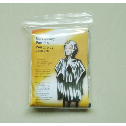 Poncho Térmico de Emergencia de Mylar, Impermeable y Compacto, para Primeros Auxilios, Adultos y Equipo de Supervivencia, Color Plata