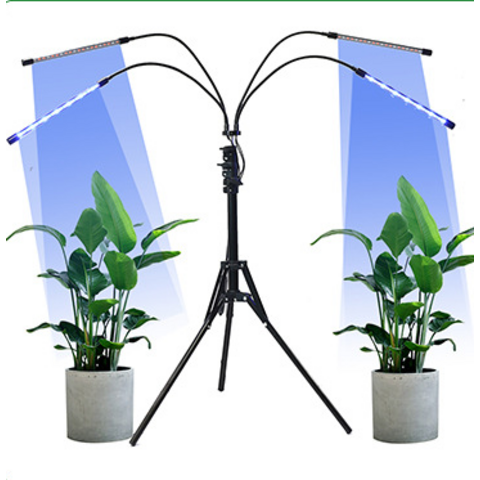 Lámpara LED de Crecimiento para Plantas de 4 Cabezales con Soporte, 80 LEDs, Luz de Piso para Plantas de Interior con Temporizador de Encendido/Apagado Automático