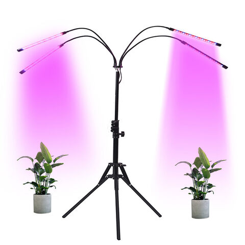 Lámpara LED de Crecimiento para Plantas de 4 Cabezales con Soporte, 80 LEDs, Luz de Piso para Plantas de Interior con Temporizador de Encendido/Apagado Automático