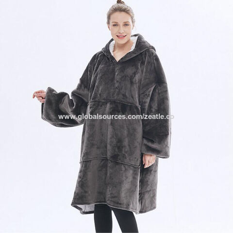 Decken-Hoodie-Sweatshirt, tragbare Sherpa-Fleece-Übergroße TV-Decke