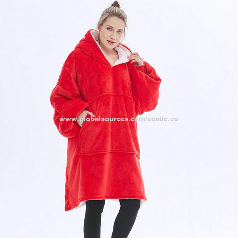 Decken-Hoodie-Sweatshirt, tragbare Sherpa-Fleece-Übergroße TV-Decke