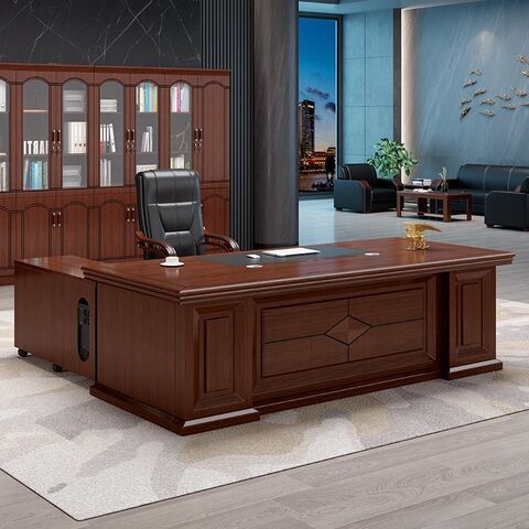 Mesa de escritório de madeira maciça para chefe, combinação de mesa e cadeira simples e moderna para presidente, mesa de supervisor e gerente, mesa Taipan
