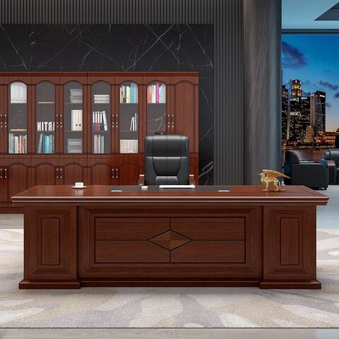 Mesa de escritório de madeira maciça para chefe, combinação de mesa e cadeira simples e moderna para presidente, mesa de supervisor e gerente, mesa Taipan