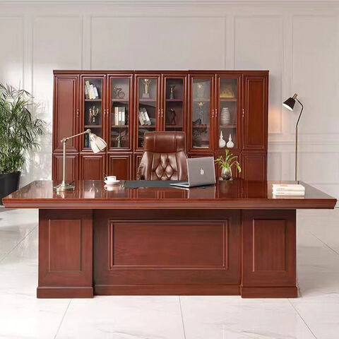 Mesa de escritório de madeira maciça para chefe, combinação de mesa e cadeira simples e moderna para presidente, mesa de supervisor e gerente, mesa Taipan