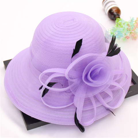 Chapéu de casamento de luxo de alta qualidade para senhoras, aba larga, flores deslumbrantes, chapéus de igreja e fascinators