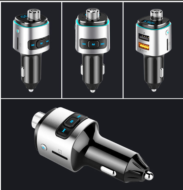 Bluetooth FM Transmitter 7 Color LED light car Adapter with QC3.0 Charging,Siri Google Assistant supplier