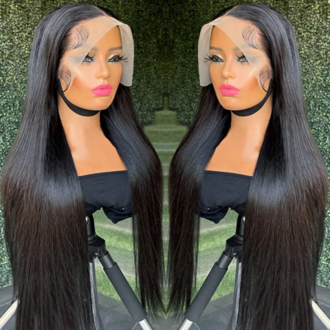 Echthaarperücken mit glattem indischem Haar, kleberlose Full HD Transparent Lace Front Perücken, Bone Straight Remy Haar HD Lace Perücke 13x6