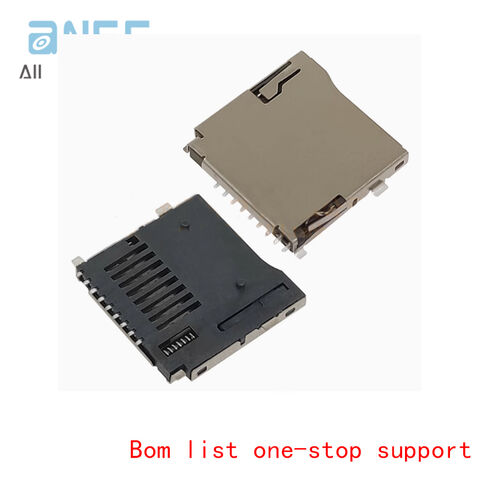 TF-01A Suporte Auto Elástico para Cartão SD 9P Conector de Slot para Cartão de Memória Micro Plugue de Solda Externo Suporte para Cartão TF