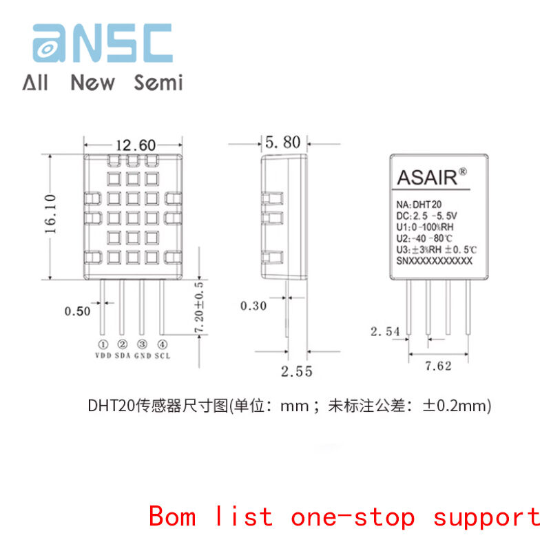 High Quality Original Dht20 Temperature And Humidity Sensor I2c Output ...