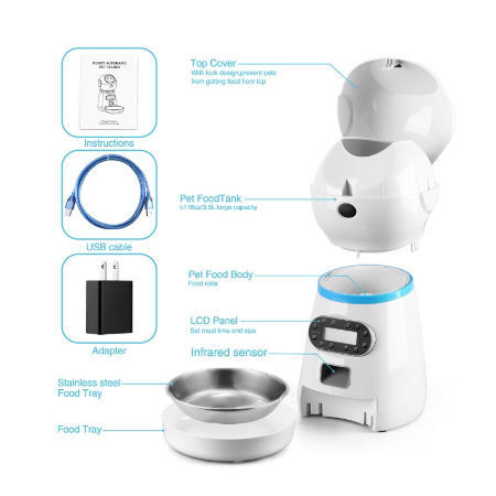 3.5L Smart Auto Timed Dog Pet Feeder Cat Automatic Food Dispenser Feeder With Stainless Bowl supplier