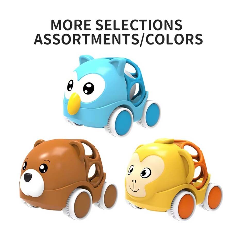 Safety Cartoon Animal Soft Ball Plastic Sound Maker Bell Car Toy Rattle ...
