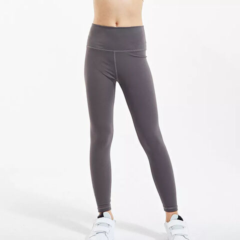 OEM ODM Tendance Chaud 88% Nylon & 12% Spandex Extensible Gris Vêtements de Sport pour Enfants Pantalons de Survêtement Leggings pour Filles