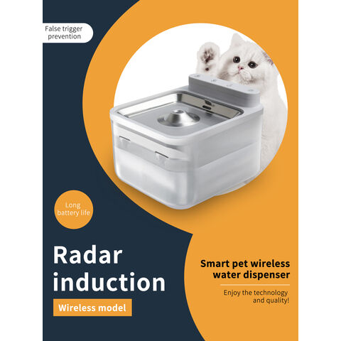 Fontaine à Eau sans Fil Rechargeable pour Chat en Acier Inoxydable 304, 3L/105oz, Distributeur d'Eau Automatique pour Animaux avec Grand Capteur et Pompe Silencieuse