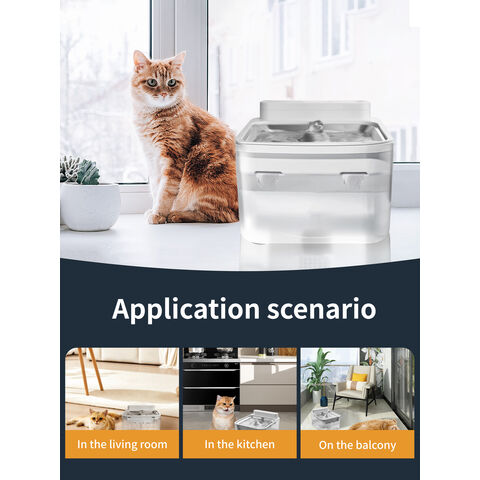 Fontaine à Eau sans Fil Rechargeable pour Chat en Acier Inoxydable 304, 3L/105oz, Distributeur d'Eau Automatique pour Animaux avec Grand Capteur et Pompe Silencieuse