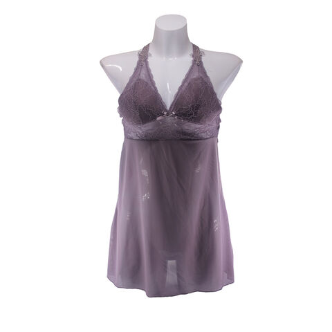 Chemise de Nuit Femme Nuisette Col en V Style Cour Maille Robe de Nuit Sexy Dentelle Chemise de Nuit Robe d'Intérieur Fille