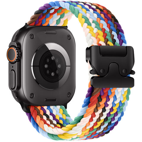 Tali Loop Nilon Jalin Elastis Gesper Parasut Baru Untuk Apple Watch Ultra 2 49mm, Band Untuk Iwatch Series 10 9 8 41 42 45 46 Mm