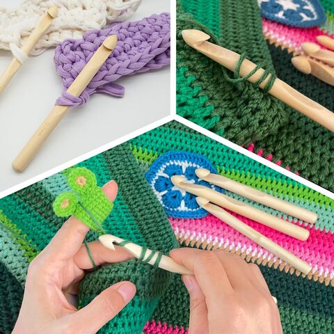 Ensemble de crochets de crochet personnalisables, crochets de crochet ergonomiques en bois, crochets de crochet personnalisés en gros, crochets de crochet en bambou.