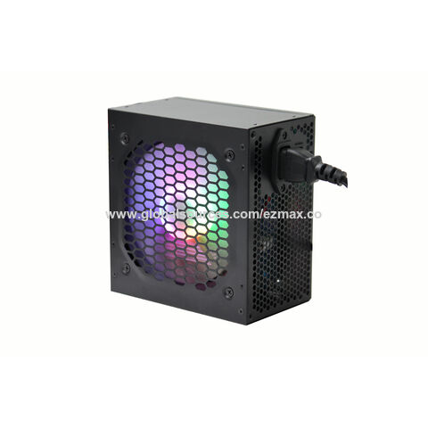 PSU ATX1250W dengan RGB 12cm kipas, casing hitam, 80PLUS Emas, catu daya GAMING