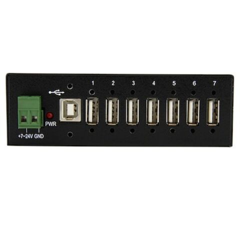 Hub USB 2.0 Industrial Metálico Personalizado de 7 Portas - Hub USB-A Industrial com Proteção ESD e Proteção contra Surtos de 350W - Trilho DIN
