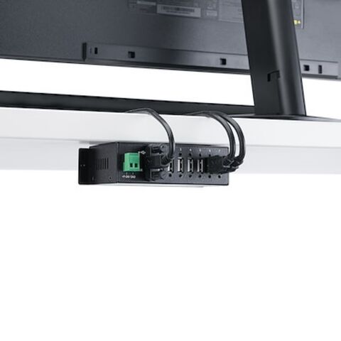Hub USB 2.0 Industrial Metálico Personalizado de 7 Portas - Hub USB-A Industrial com Proteção ESD e Proteção contra Surtos de 350W - Trilho DIN