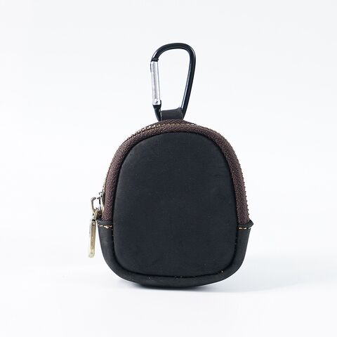 Hochwertige Kopfhörertasche zur Aufbewahrung von Kopfhörerkabeln, Kopfhörerhüllen mit Reißverschluss, schwarzer Schlüsselanhänger aus echtem Leder mit Haken.