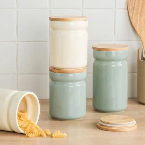 HXSP Ceramic Rice Bucket, Ceramic Rice Container Ceramic Rice Cylinder Lid Food Storage Container Kitchen Sealed Jar Classic Rice Storage Box Grain Di