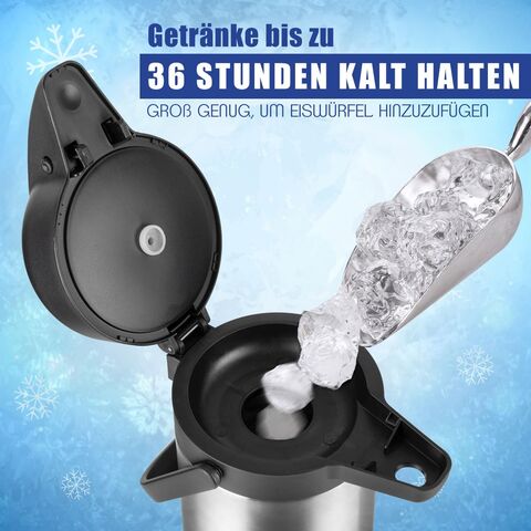 Garrafa de Café Térmica Profissional de 1,9 Litros em Aço Inoxidável, Garrafa Térmica, Dispensador de Bebidas Quentes, Ideal para Pausas