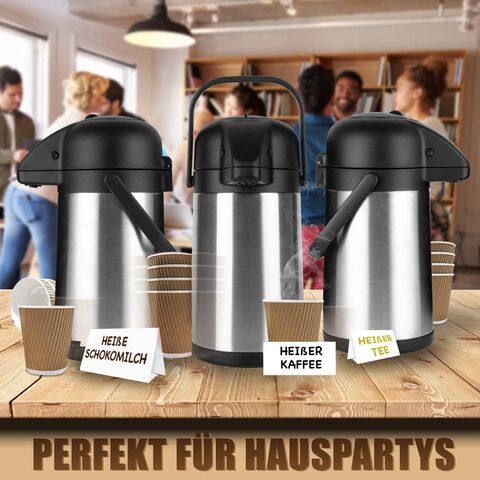 Garrafa de Café Térmica Profissional de 1,9 Litros em Aço Inoxidável, Garrafa Térmica, Dispensador de Bebidas Quentes, Ideal para Pausas