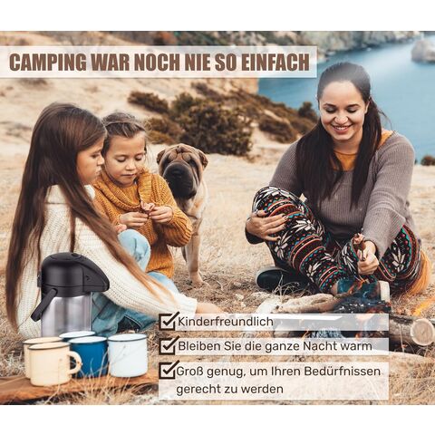 Garrafa de Café Térmica Profissional de 1,9 Litros em Aço Inoxidável, Garrafa Térmica, Dispensador de Bebidas Quentes, Ideal para Pausas