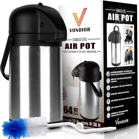 Garrafa de Café Térmica Profissional de 1,9 Litros em Aço Inoxidável, Garrafa Térmica, Dispensador de Bebidas Quentes, Ideal para Pausas