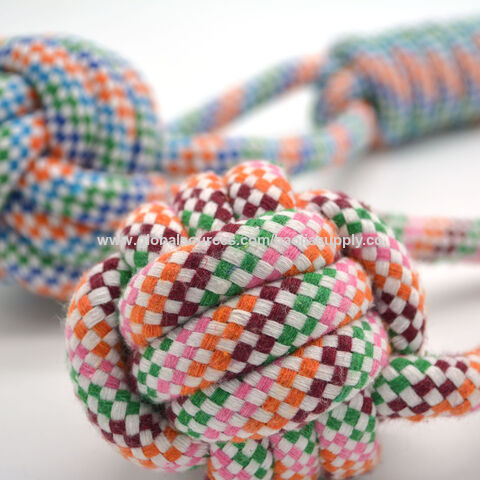 Juguete para perro rojo con diseño a cuadros, juguete de mano con doble pelota de tenis tipo caramelo