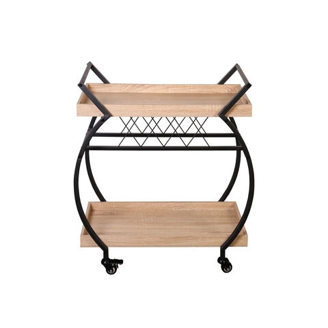 Carrito Bar de Cocina, Carro de Vino Rodante de Madera y Metal con Estante de Almacenamiento, Carrito de Bebidas para Microondas para el Comedor del Hogar