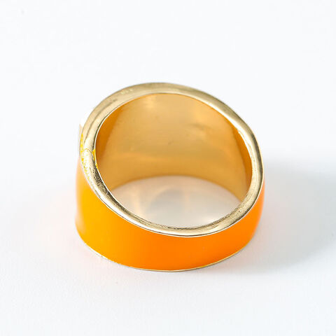 Anillo de Esmalte Joyería para Mujer Verano Colorido Oro de 18k Zircón Diamante de Agua Anillo con Sello de Gema