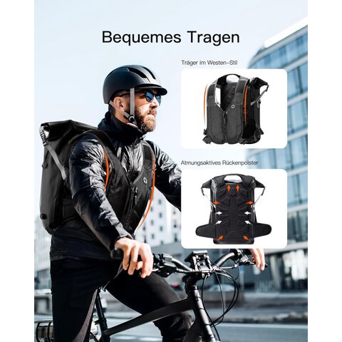 Mochila Impermeable Enrollable para Bicicleta, Hombre, Mochila Multifuncional para Senderismo, Adecuada para Ciclismo, Viajes y Actividades al Aire Libre